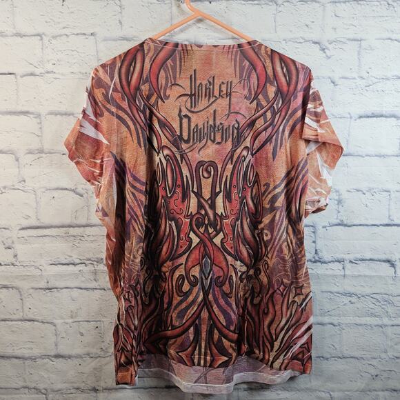 Harley Davidson Rare Cyber Grunge Baby Tee Sz 2W - Picture 3 of 4